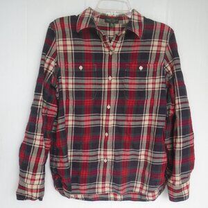 LRL Lauren Jeans Co. Womens Plaid Flannel Shirt Size PL Red